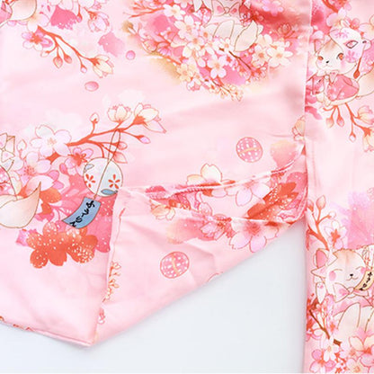 Sakura Floral Vintage Print Kimono Lingerie - Stockings