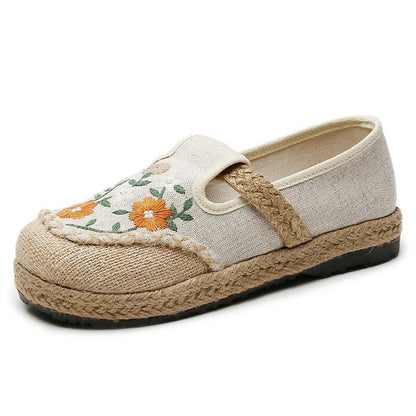 Vintage Floral Canvas Flats Shoes