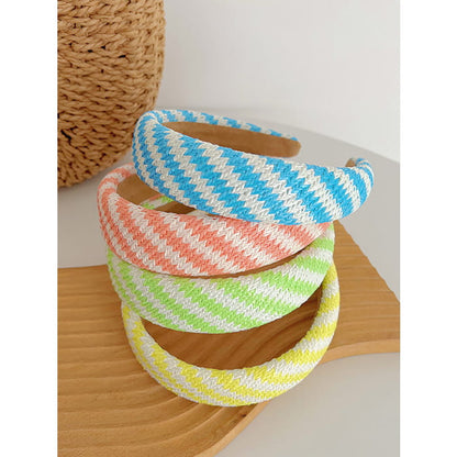 4 Pieces Set Women Artsy Colorblock Knitted Cross Hair Band