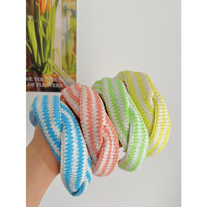 4 Pieces Set Women Artsy Colorblock Knitted Cross Hair Band