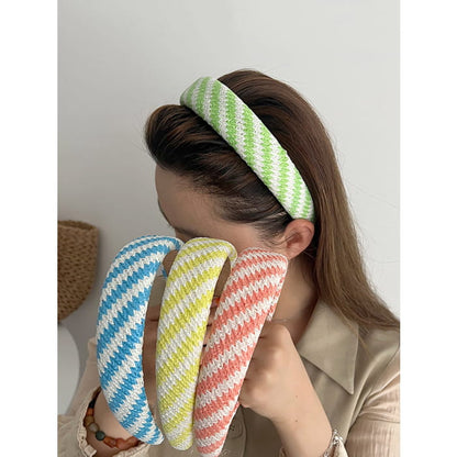 4 Pieces Set Women Artsy Colorblock Knitted Cross Hair Band