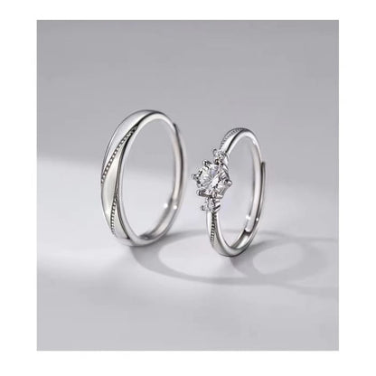 925 Sterling Silver Couple Matching Embossed Ring