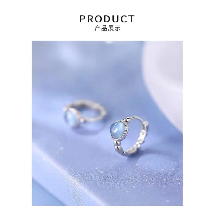 925 Sterling Silver Gemstone Hoop Earring