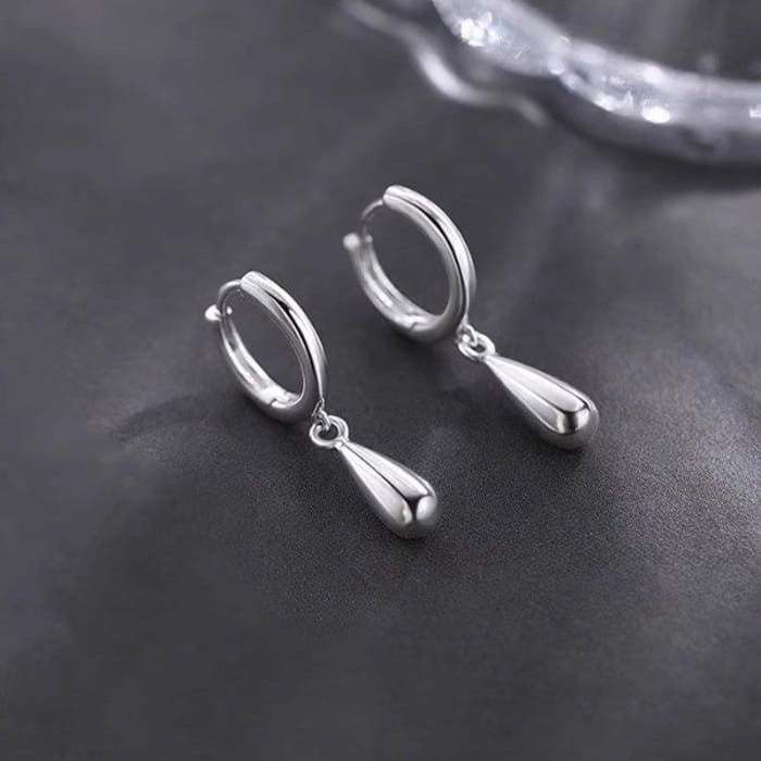 925 Sterling Silver Huggie Drop Earring