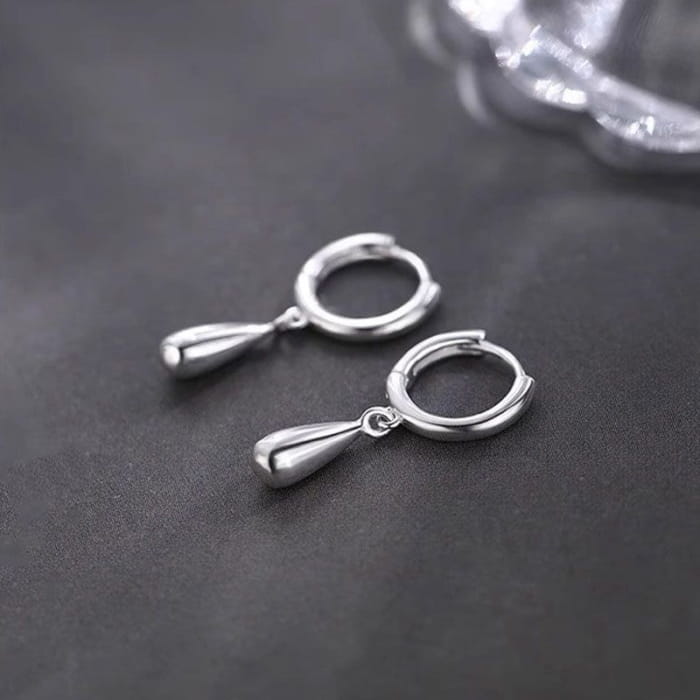 925 Sterling Silver Huggie Drop Earring