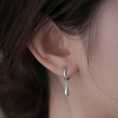 925 Sterling Silver Huggie Drop Earring