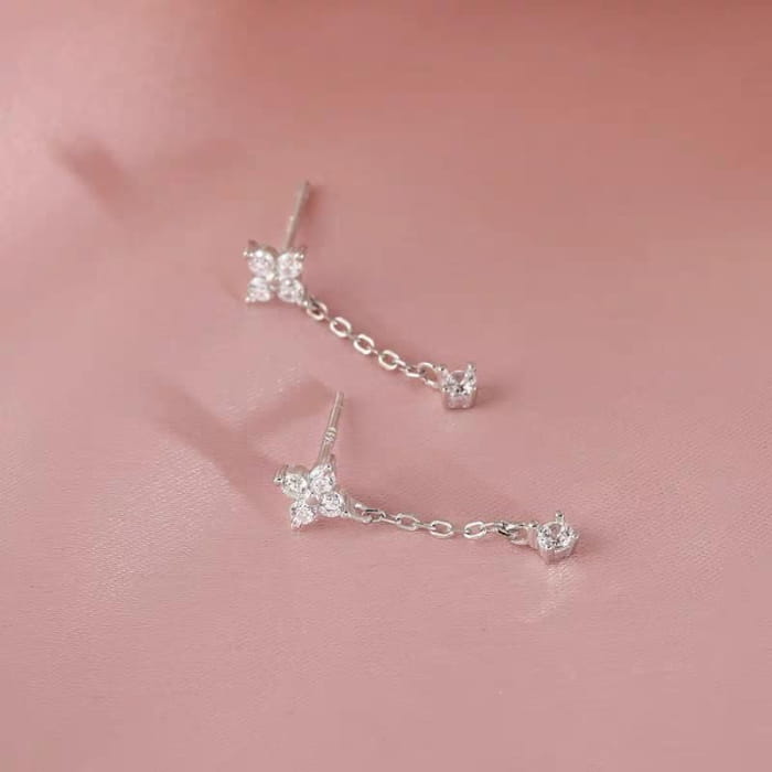 925 Sterling Silver Rhinestone Drop Earring