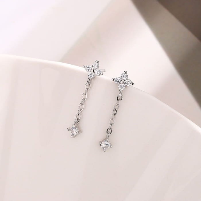 925 Sterling Silver Rhinestone Drop Earring