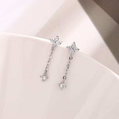 925 Sterling Silver Rhinestone Drop Earring