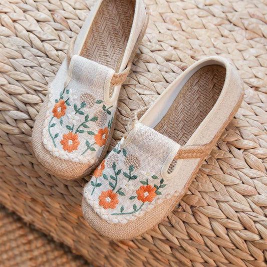 Vintage Floral Canvas Flats Shoes