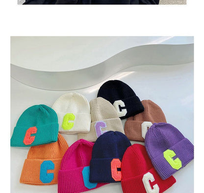 Lettering Applique Knit Beanie