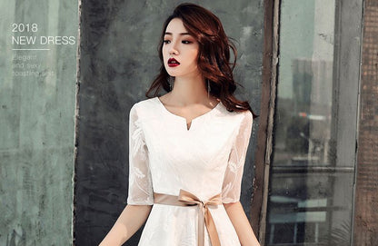 Elbow-Sleeve Bow A-Line Cocktail Dress (Various Designs)