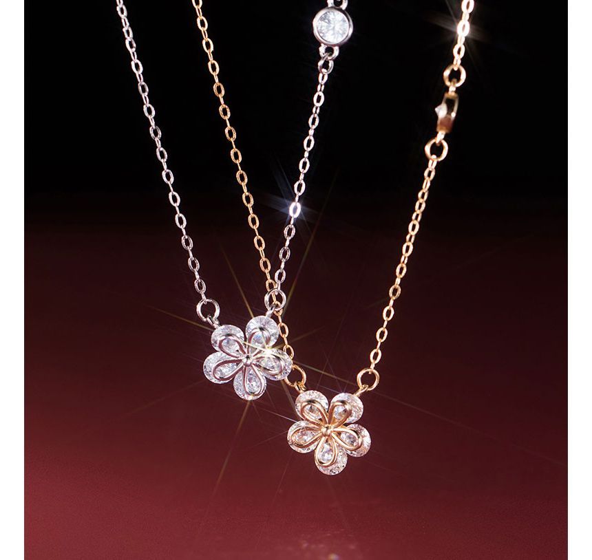 925 Sterling Silver Flower Necklace