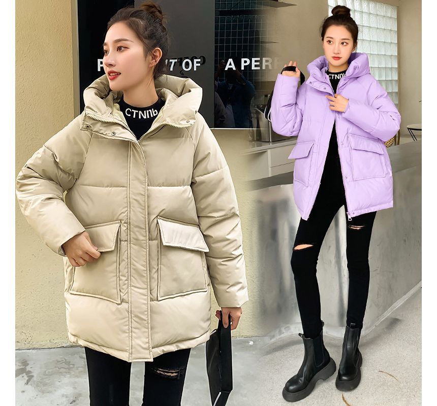 Hooded Plain Padded Coat