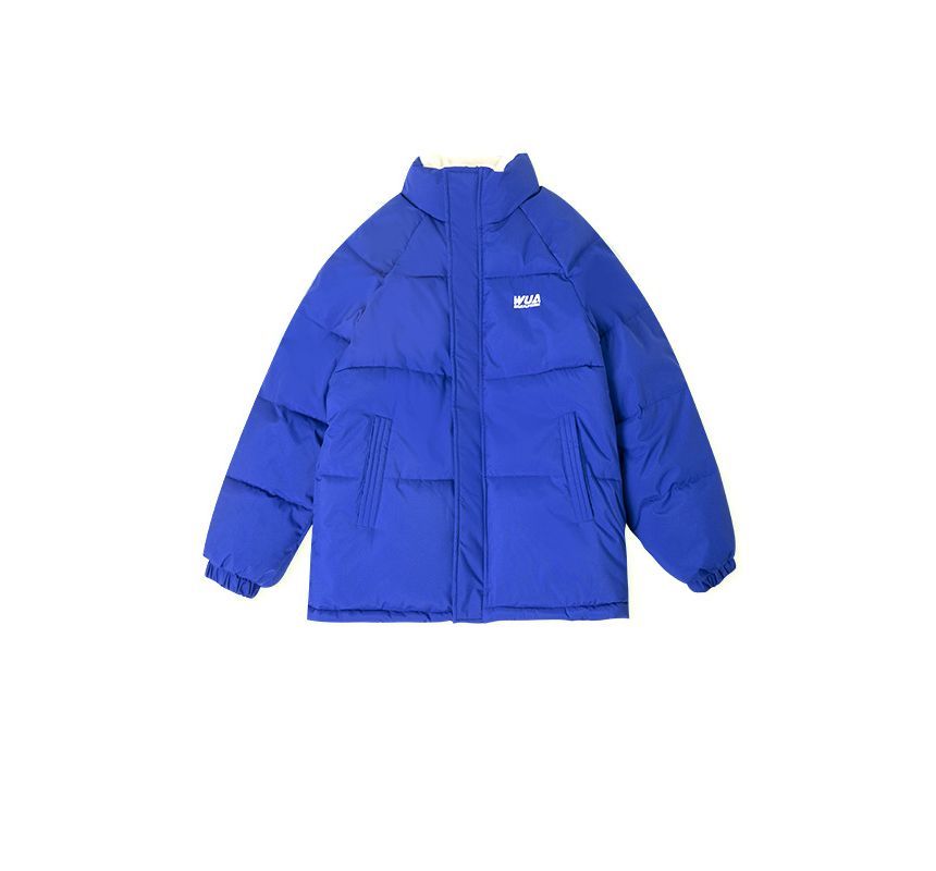 Reversible Lettering Zip-Up Padded Jacket