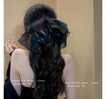 Holographic Mesh Bow Hair Clip