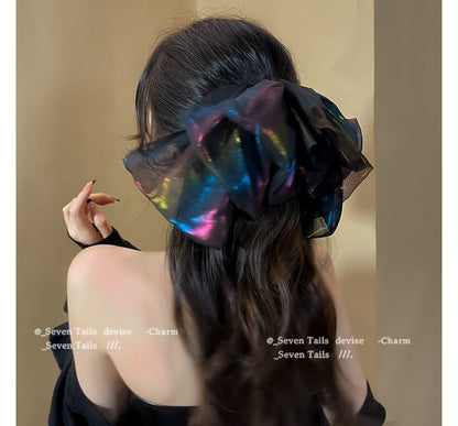 Holographic Mesh Bow Hair Clip