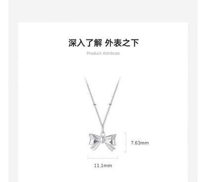 Bow Pendant Sterling Silver Necklace