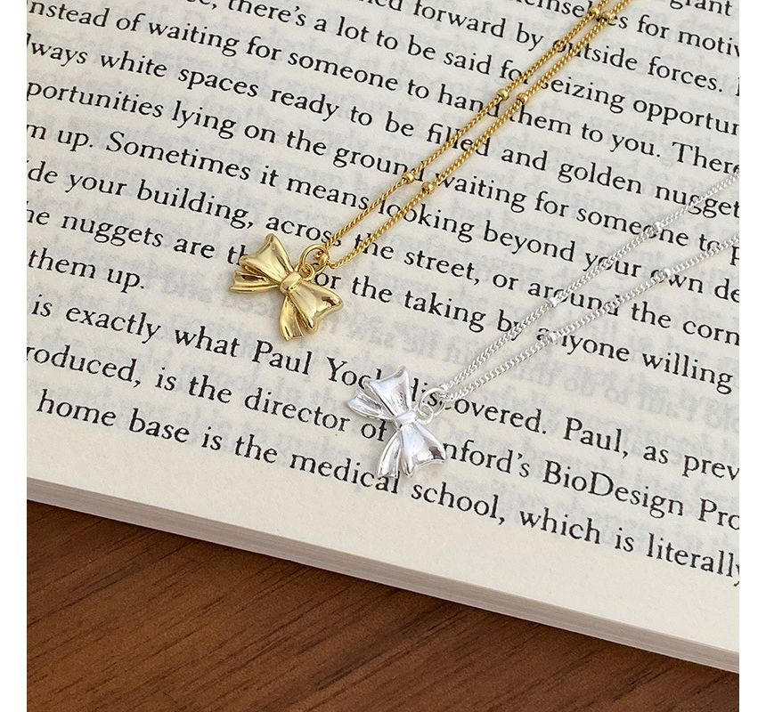 Bow Pendant Sterling Silver Necklace