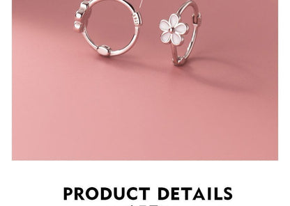 Flower Sterling Silver Hoop Earring