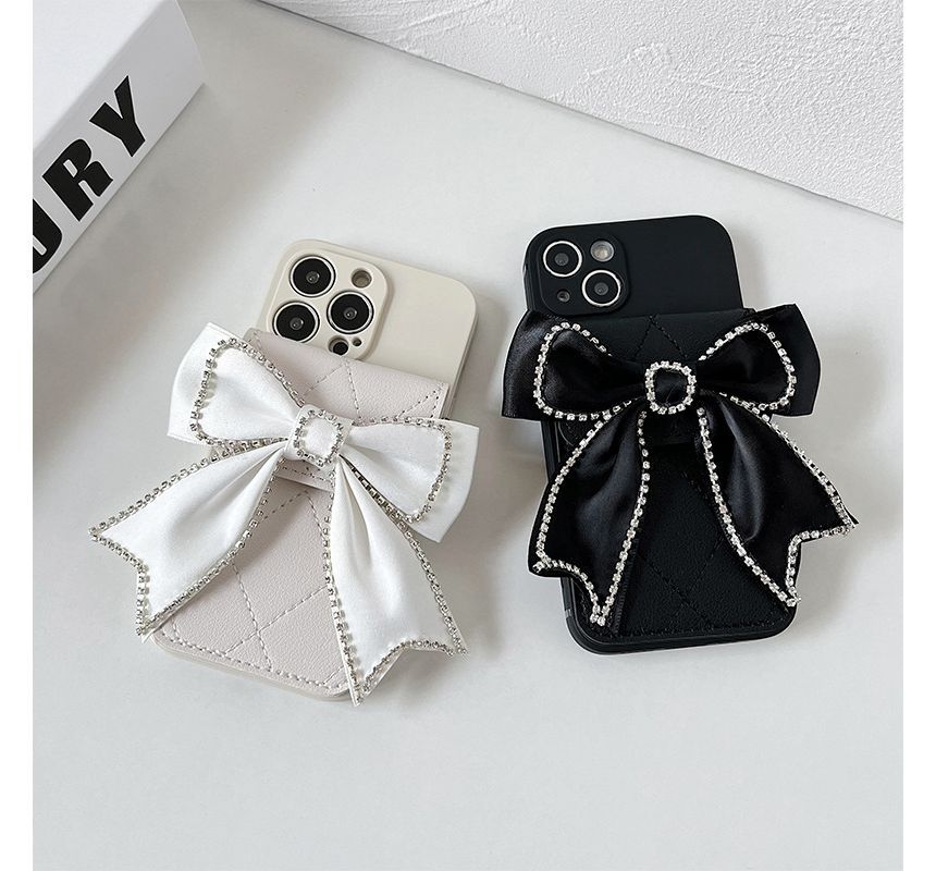 Embellished Card Holder Phone Case - iPhone 14 Pro Max / 14 Pro / 14 Max / 14 / 13 Pro Max / 13 Pro / 13 / 13 mini / 12 Pro Max / 12 Pro / 12 / 12 mini / 11 Pro Max / 11 Pro / 11 / SE / XS Max / XS / XR / X / 8 / 8 Plus / 7 / 7 Plus