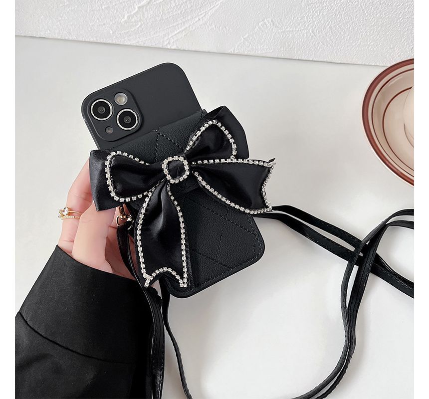 Embellished Card Holder Phone Case - iPhone 14 Pro Max / 14 Pro / 14 Max / 14 / 13 Pro Max / 13 Pro / 13 / 13 mini / 12 Pro Max / 12 Pro / 12 / 12 mini / 11 Pro Max / 11 Pro / 11 / SE / XS Max / XS / XR / X / 8 / 8 Plus / 7 / 7 Plus