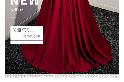 Puff-Sleeve Paneled Lace-Up Back A-Line Evening Gown