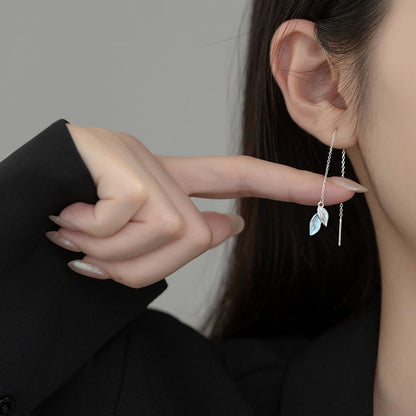 Leaf Sterling Silver Fringed Earring