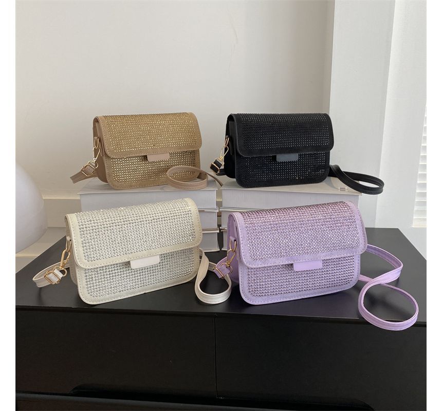 Rhinestone Flap Crossbody Bag