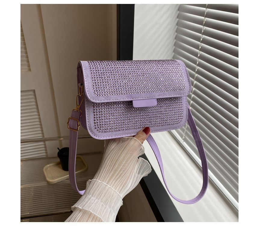 Rhinestone Flap Crossbody Bag