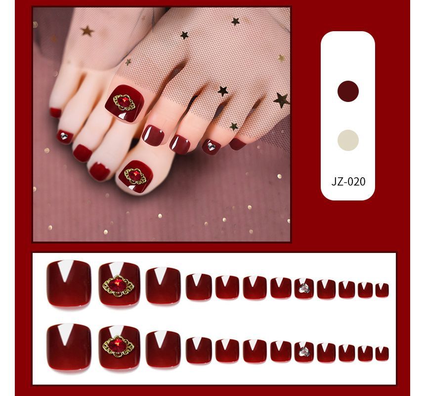 Rhinestone Faux Toe Nail Tips