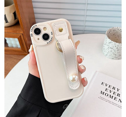 Faux Pearl Hand Strap Phone Case - iPhone 7 / 8 / SE / 7 Plus / 8 Plus / X / XS / XR / XS Max / 11 / 11 Pro / 11 Pro Max / 12 / 12 Pro / 12 mini / 12 Pro Max / 13 / 13 Pro / 13 mini / 13 Pro Max / 14 / 14 Plus / 14 Pro / 14 Pro Max