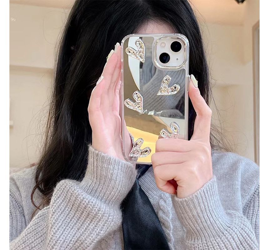 Heart Mirrored Phone Case - iPhone 7 / 8 / SE / 7 Plus / 8 Plus / X / XS / XR / XS Max / 11 / 11 Pro / 11 Pro Max / 12 / 12 Pro / 12 Pro Max / 13 / 13 Pro / 14 / 14 Plus / 14 Pro / 14 Pro Max / 13 Pro Max