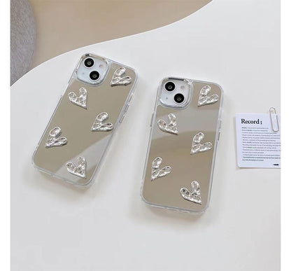 Heart Mirrored Phone Case - iPhone 7 / 8 / SE / 7 Plus / 8 Plus / X / XS / XR / XS Max / 11 / 11 Pro / 11 Pro Max / 12 / 12 Pro / 12 Pro Max / 13 / 13 Pro / 14 / 14 Plus / 14 Pro / 14 Pro Max / 13 Pro Max