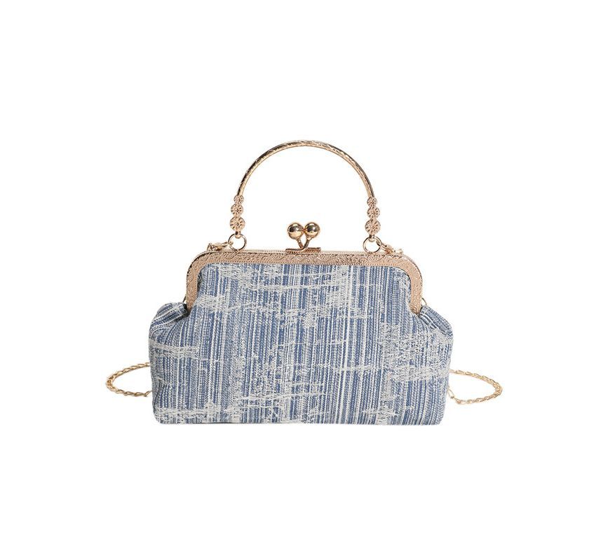 Kiss Lock Denim Crossbody Bag