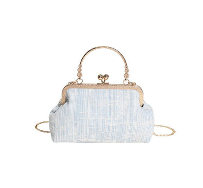 Kiss Lock Denim Crossbody Bag