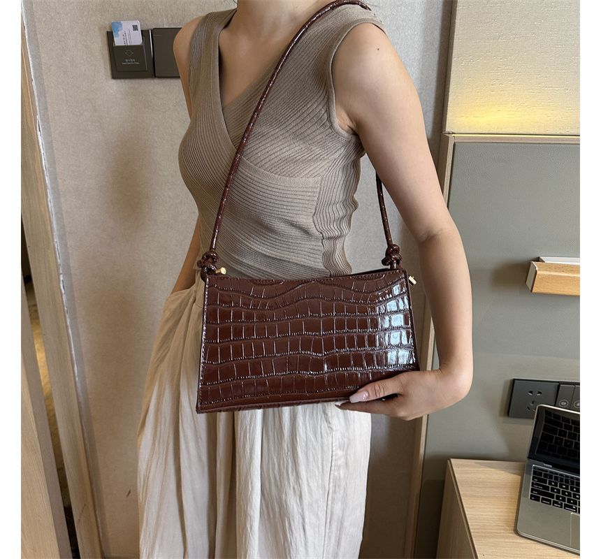 Crocodile Grain Shoulder Bag