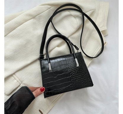 Crocodile Grain Top Handle Crossbody Bag