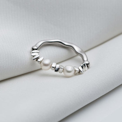 Faux Pearl Sterling Silver Ring (Various Designs)