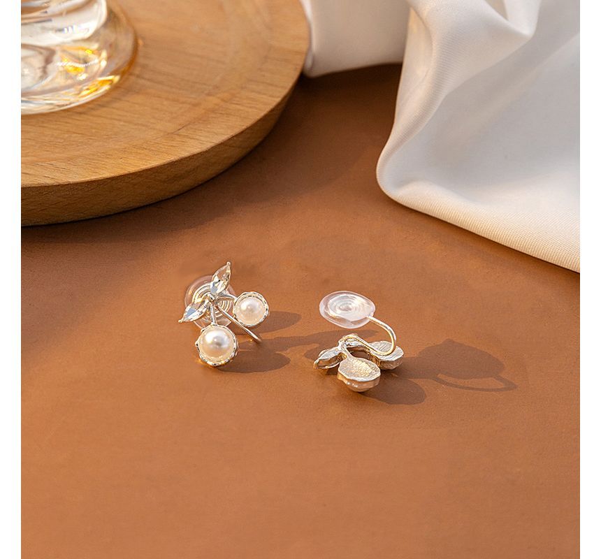 Rhinestone Faux Pearl Alloy Earring