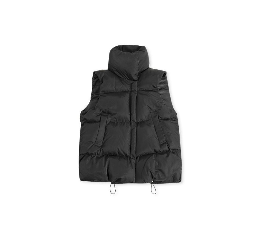 Stand Collar Plain Puffer Vest