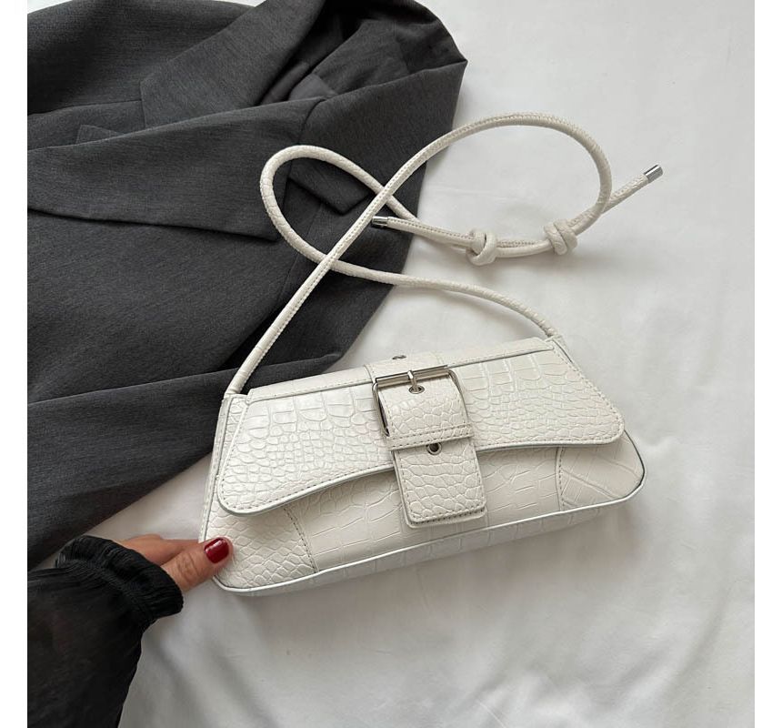 Buckled Faux Leather Shoulder Bag