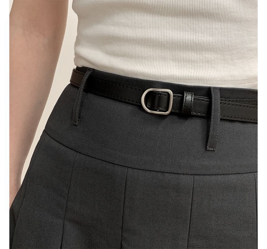 Plain Faux Leather Thin Belt