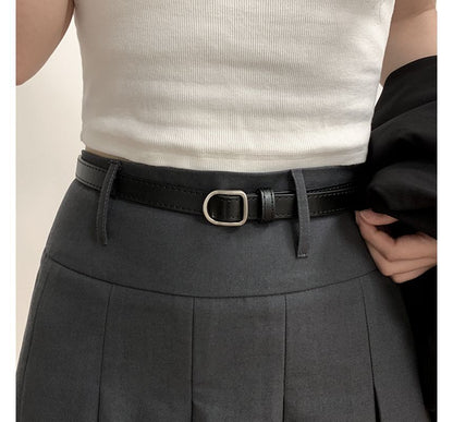 Plain Faux Leather Thin Belt