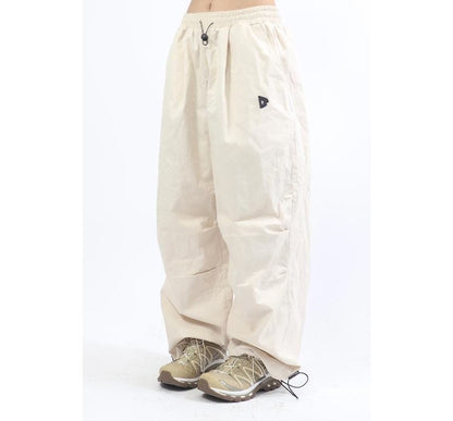 Low Waist Plain Loose-Fit Wide-Leg Cargo Pants