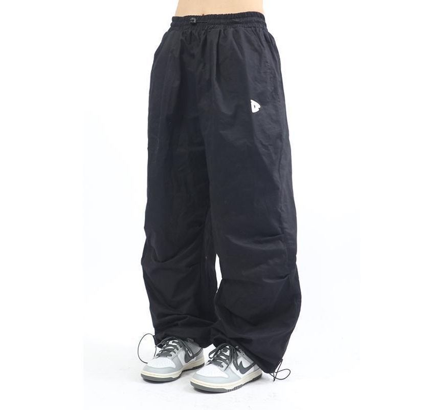 Low Waist Plain Loose-Fit Wide-Leg Cargo Pants