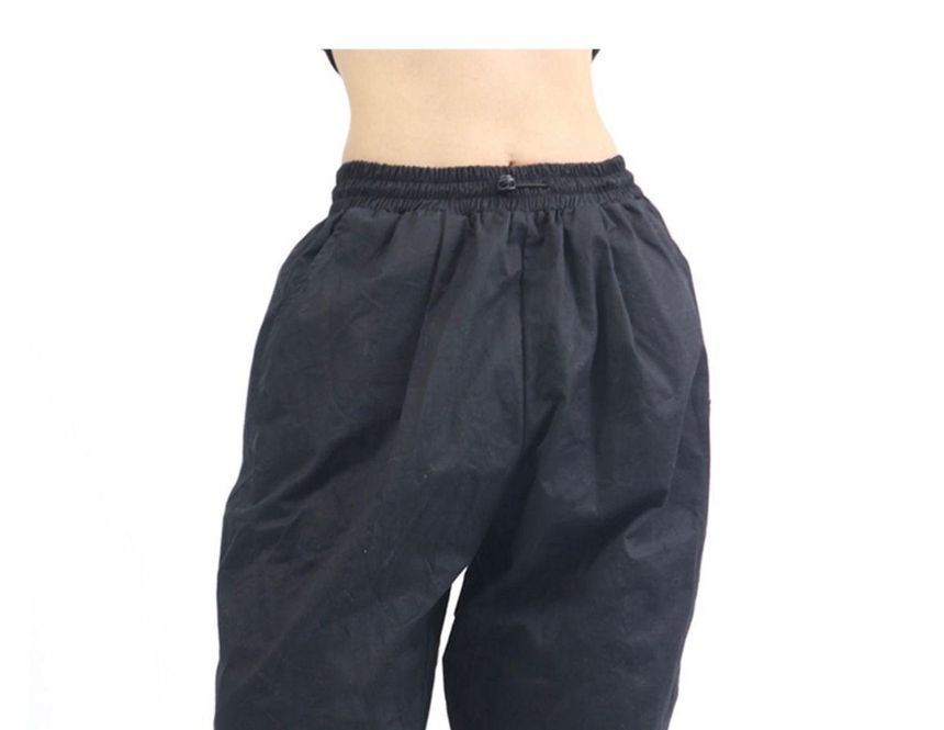 Low Waist Plain Loose-Fit Wide-Leg Cargo Pants