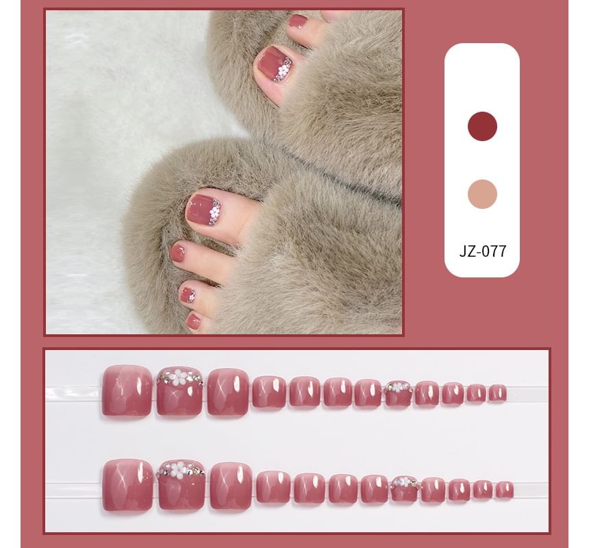 Sequined Faux Toe Press On Nail