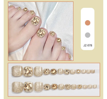 Rhinestone Faux Toe Press On Nail