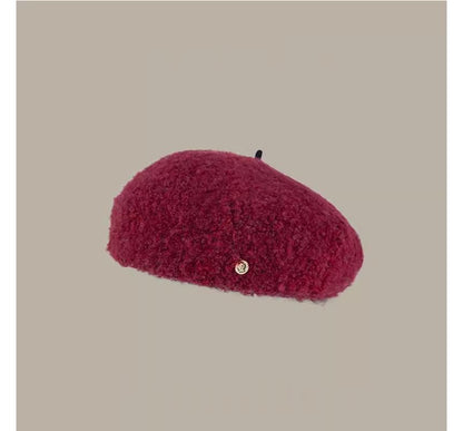 Faux Shearling Beret Hat